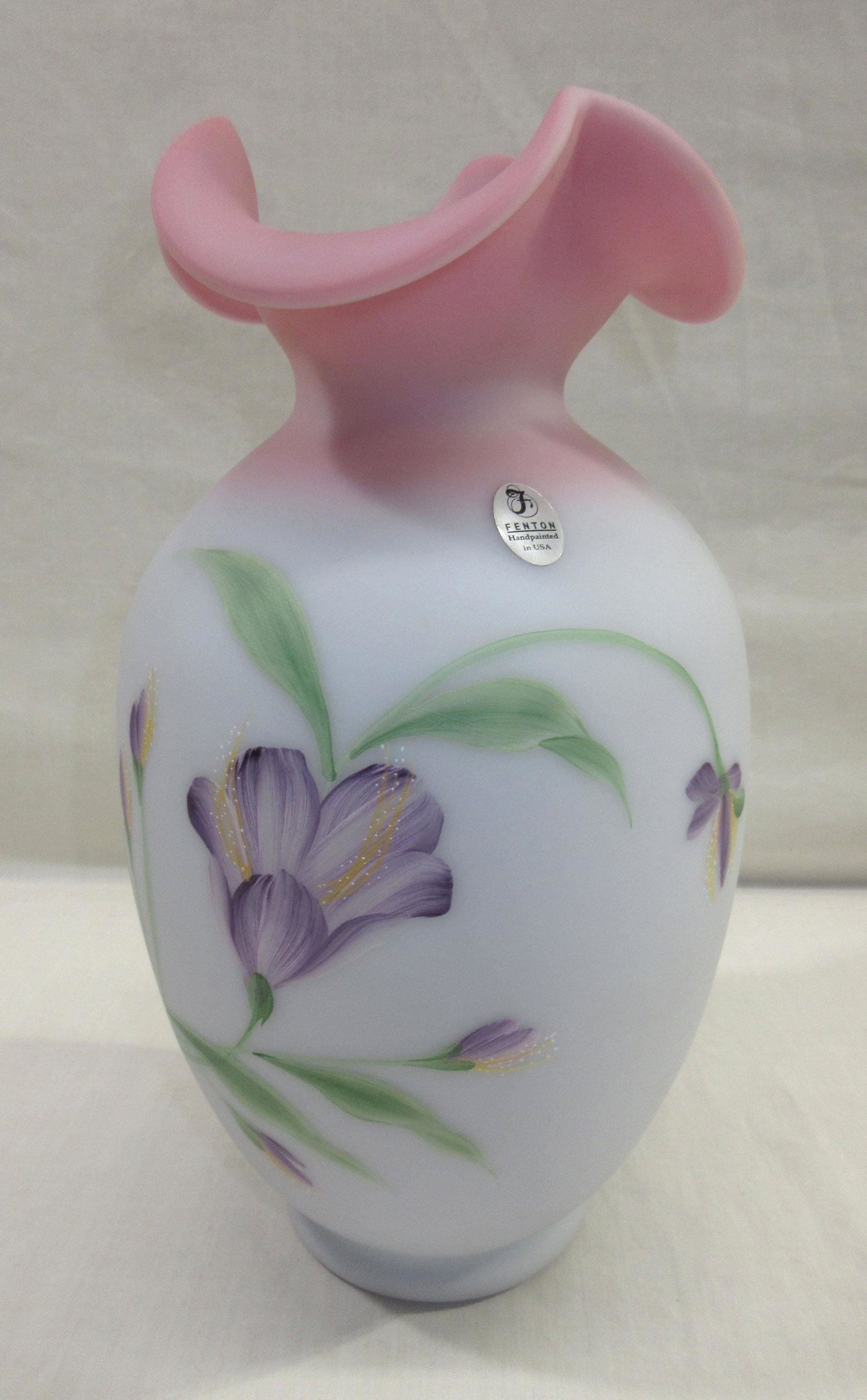 Fenton H.P. Blue Burmese Vase: 10"T x 5 1/2"W