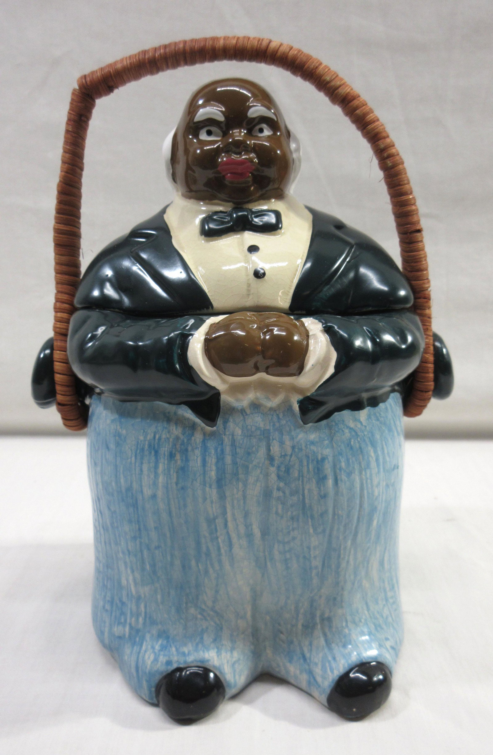 Modern Black Memorabilia Cracker/Cookie Barrel: 9 1/2"T x 7 1/2"W