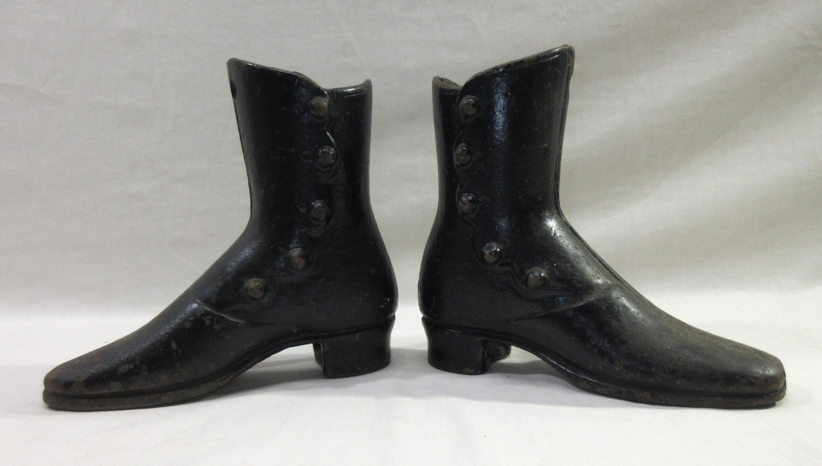 Pr. Victorian Cast Iron Boots: 6 3/4"T x 7 1/4"L
