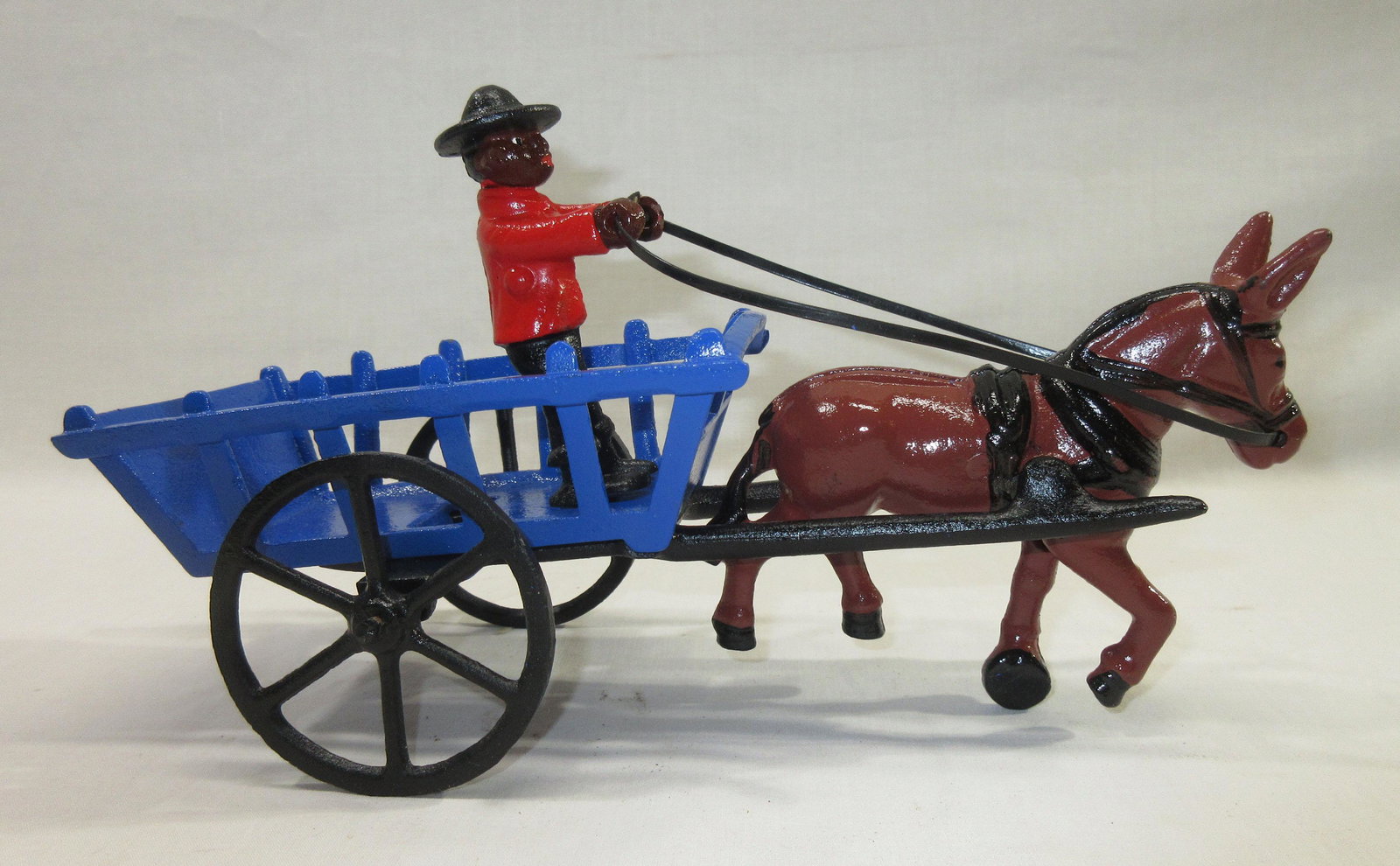 Modern Black Memorabilia Cart & Mule: 5 1/4"T x 9 1/2" x 4"W