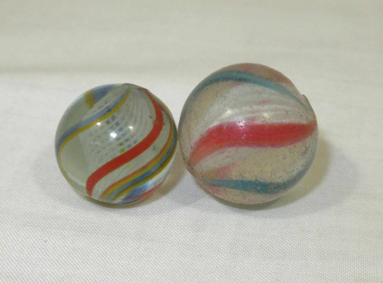 2 German Swirl Marbles: 11/16" & 3/4"
