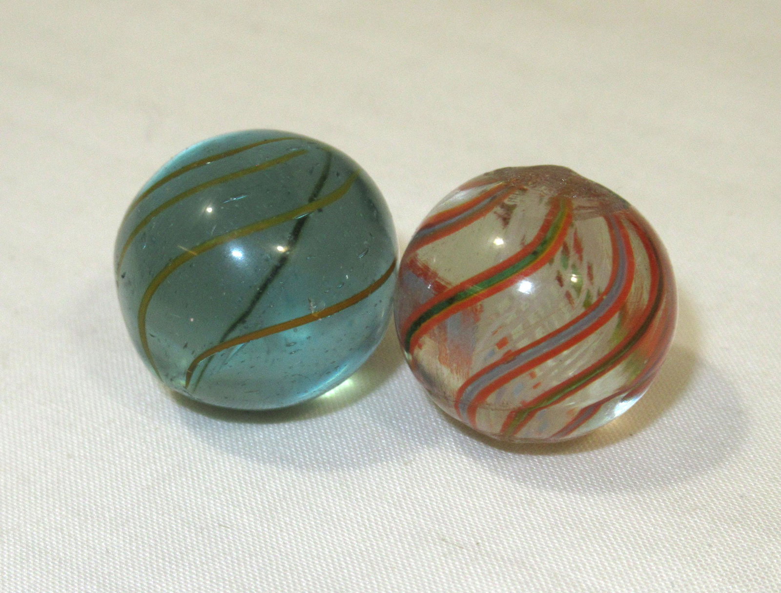 2 German Swirl Marbles: 3/4"