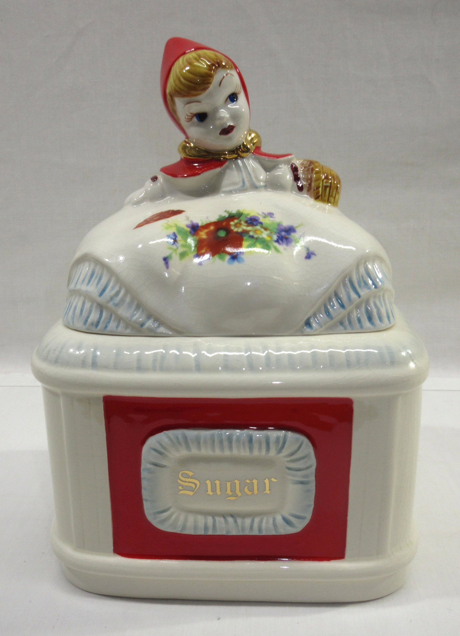 Modern Red Riding Hood Sugar Canister: 9 1/2"T x 7" x 5"