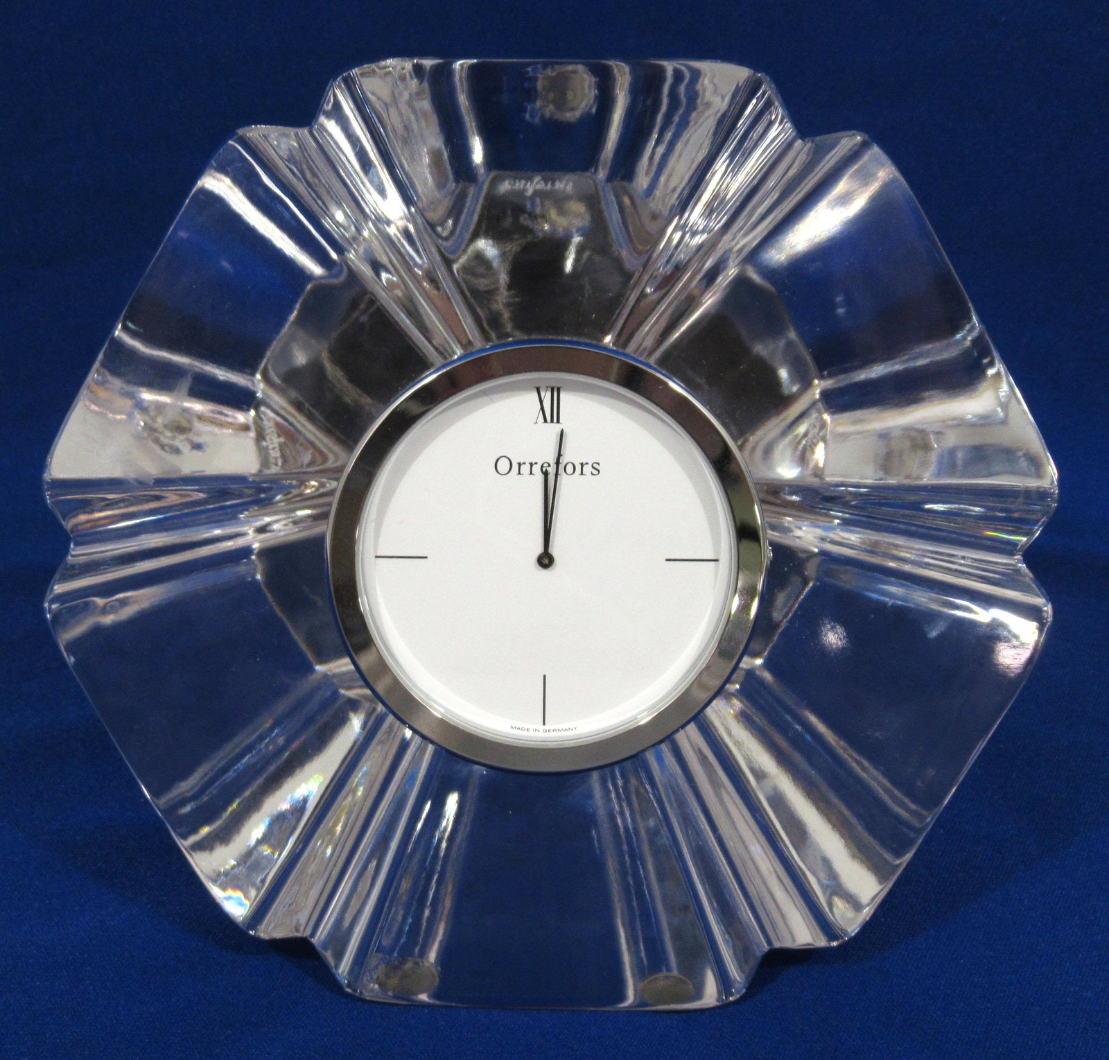 Sgnd Orrefors Crystal Clock: 5 1/2"