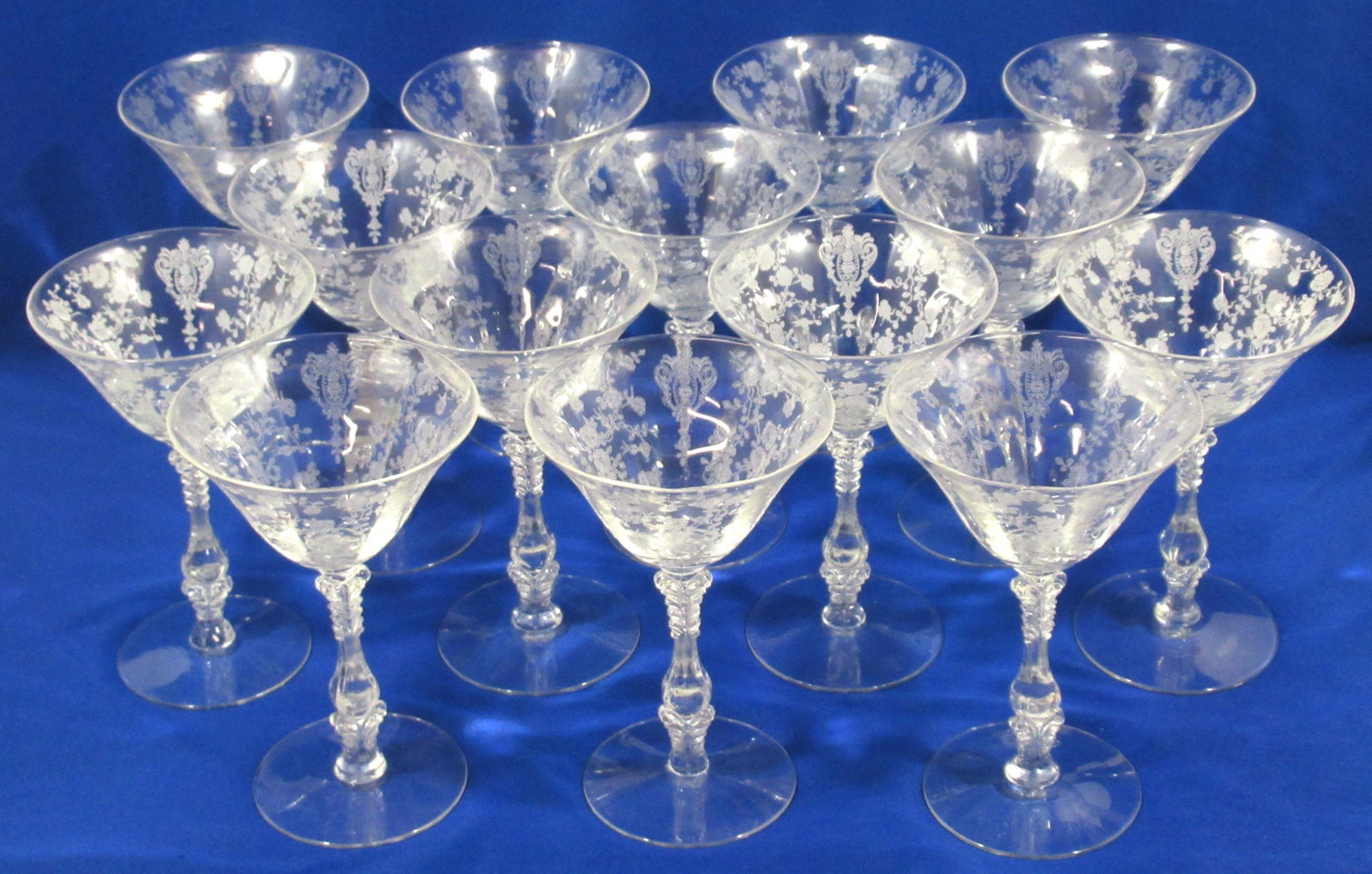 14- Cambridge Rosepoint Wine Stems: 6 1/2" T