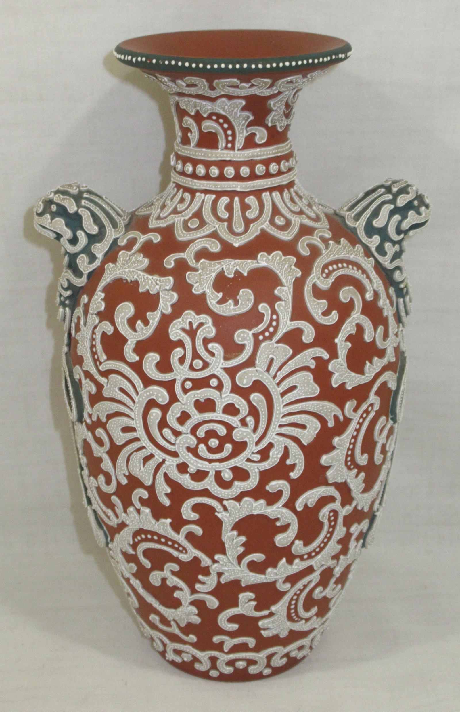 Nippon Moriage Vase: 10" T x 5 3/4" W