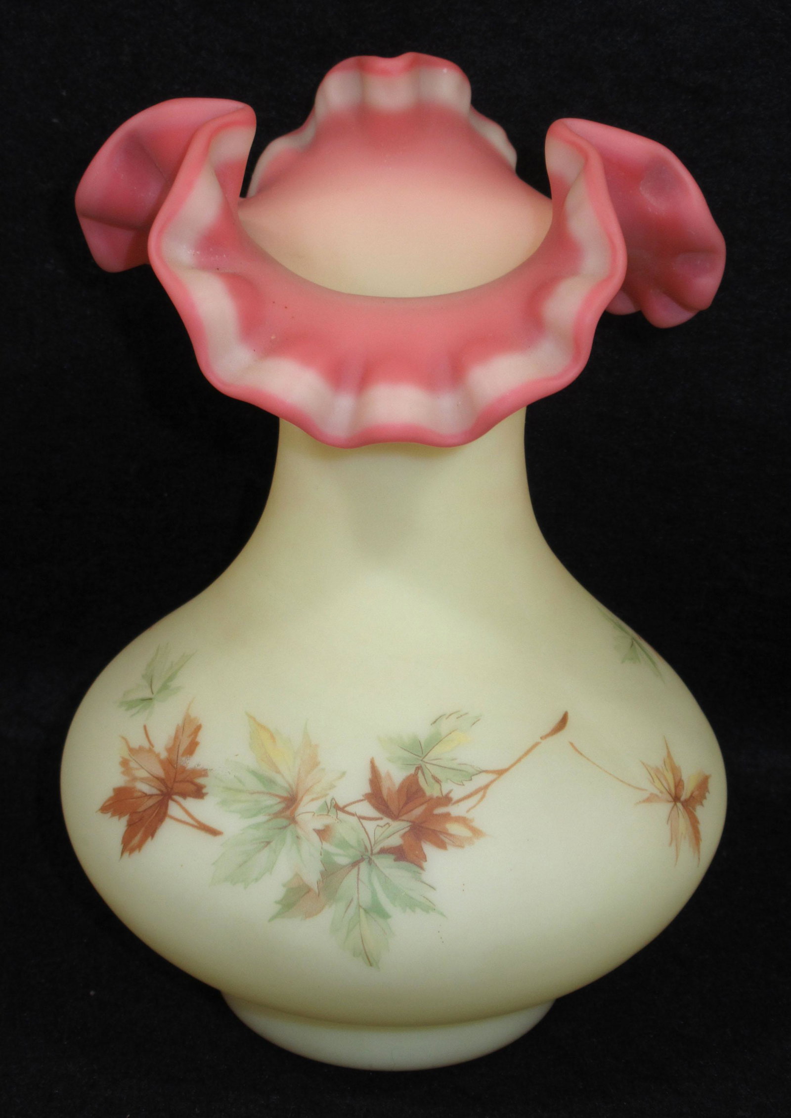 Fenton Burmese Vase: 7 3/8"T x 4 3/4"