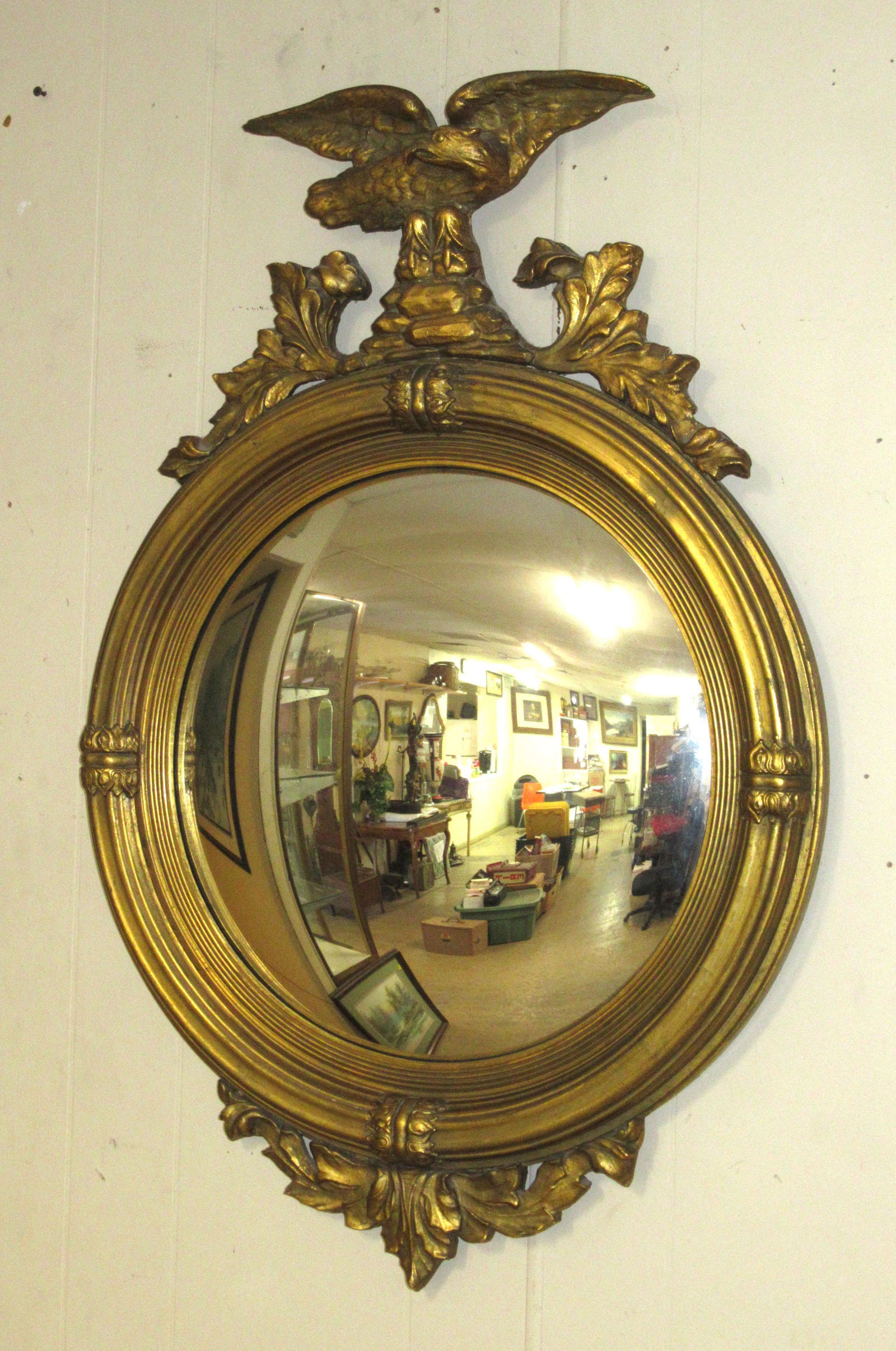 Wood & Gesso Convex Eagle Mirror: 35"T x 23 1/2"W