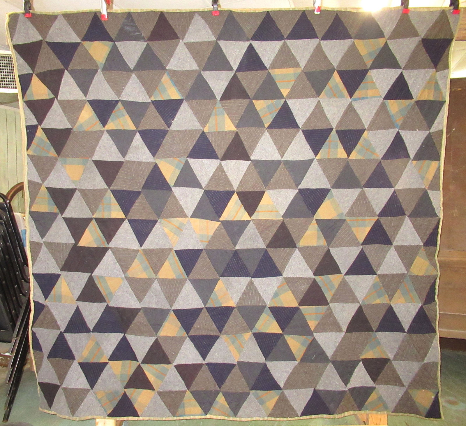 Hand Made Amish Woolen Quilt: 74" x 74"