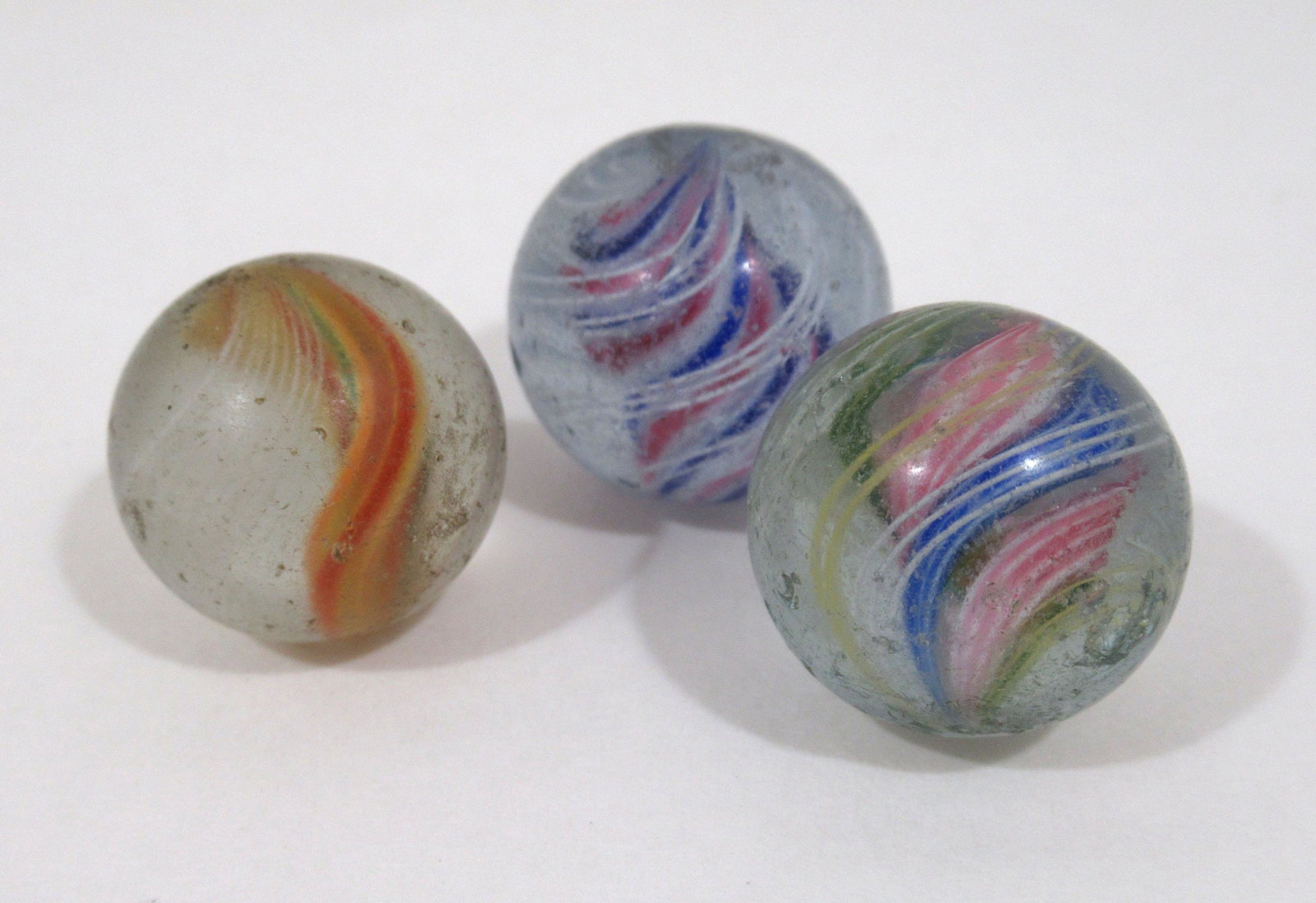3 German Swirl Marbles: 13/16" - 7/8"