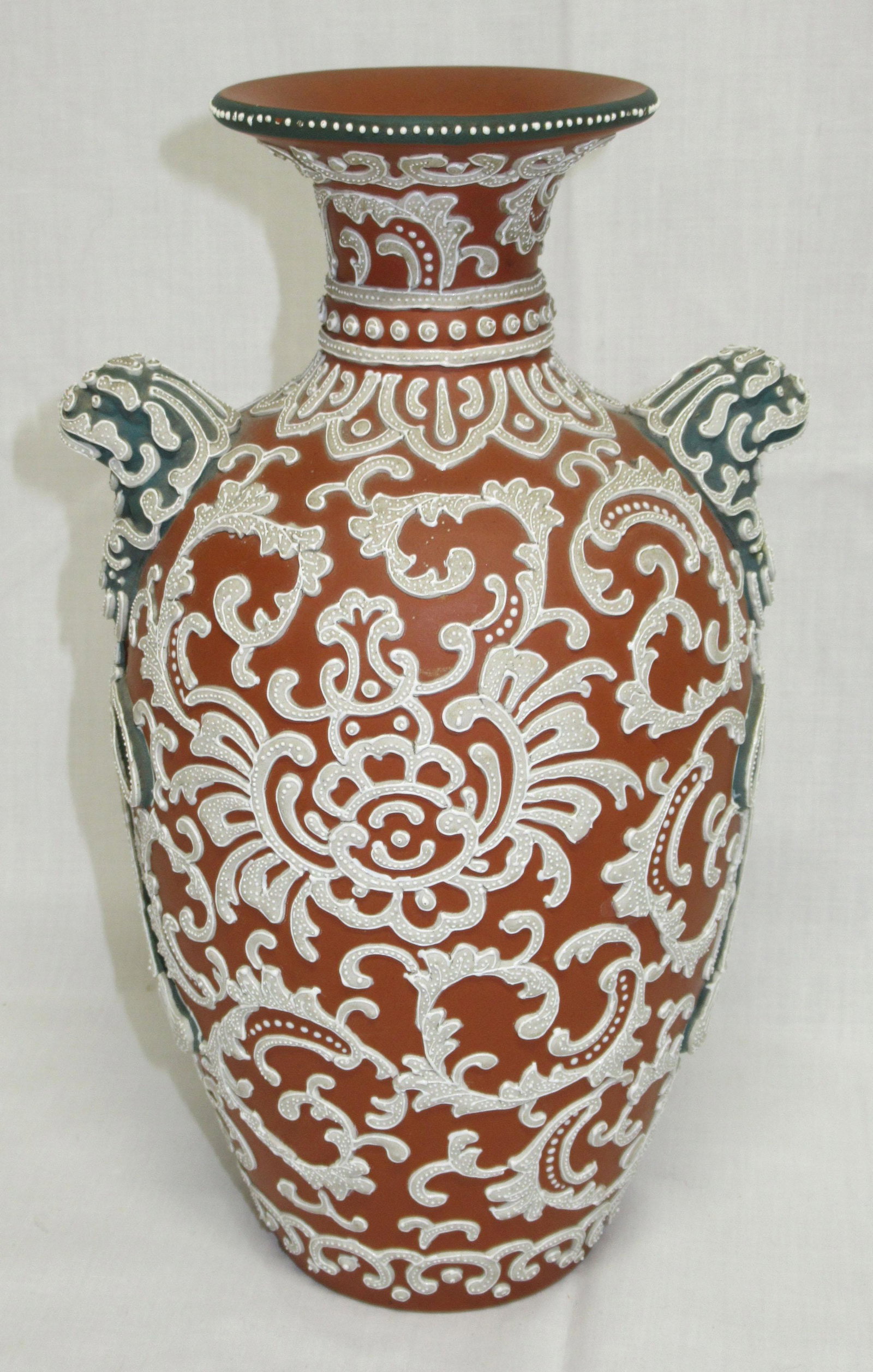 Nippon Moriage Vase: 10 1/8"T x 6"W