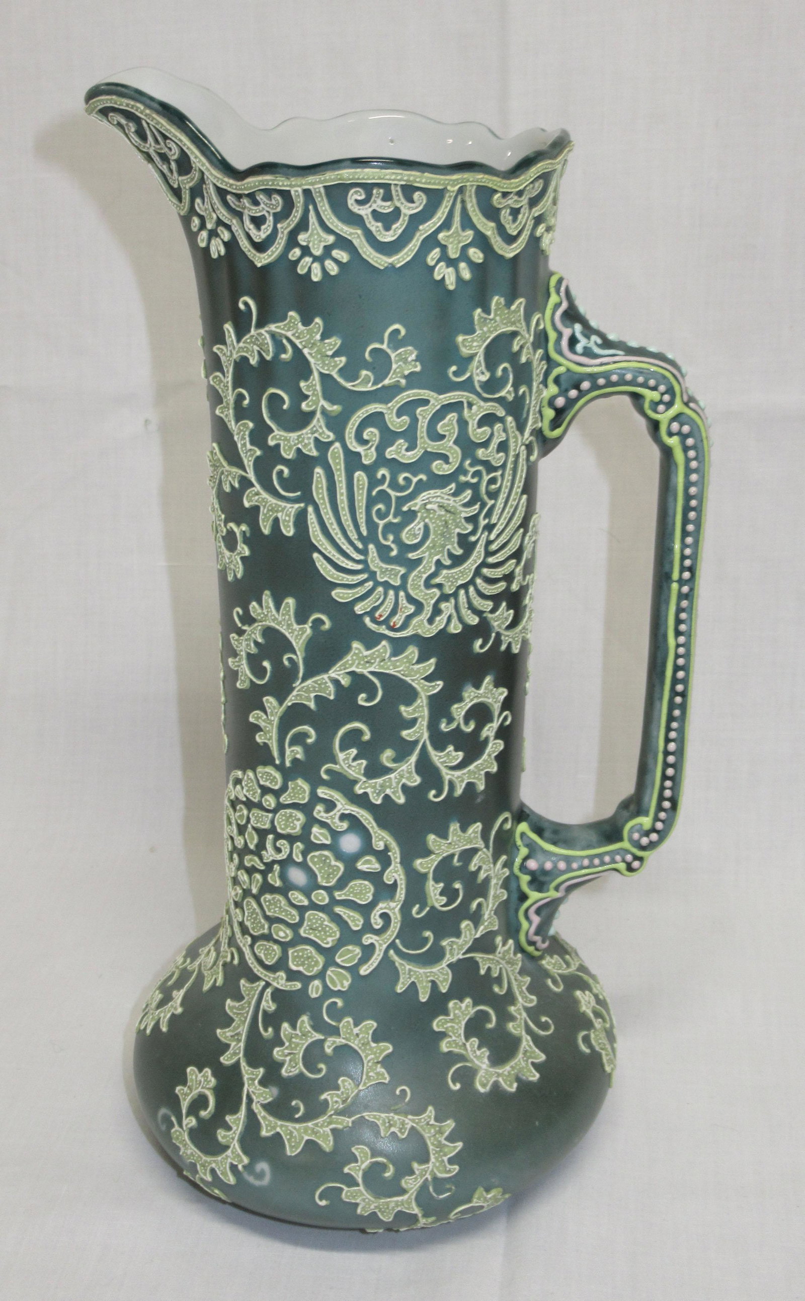 Nippon Moriage Tankard: 10 1/4"T x 5 1/2" x 4 3/4"
