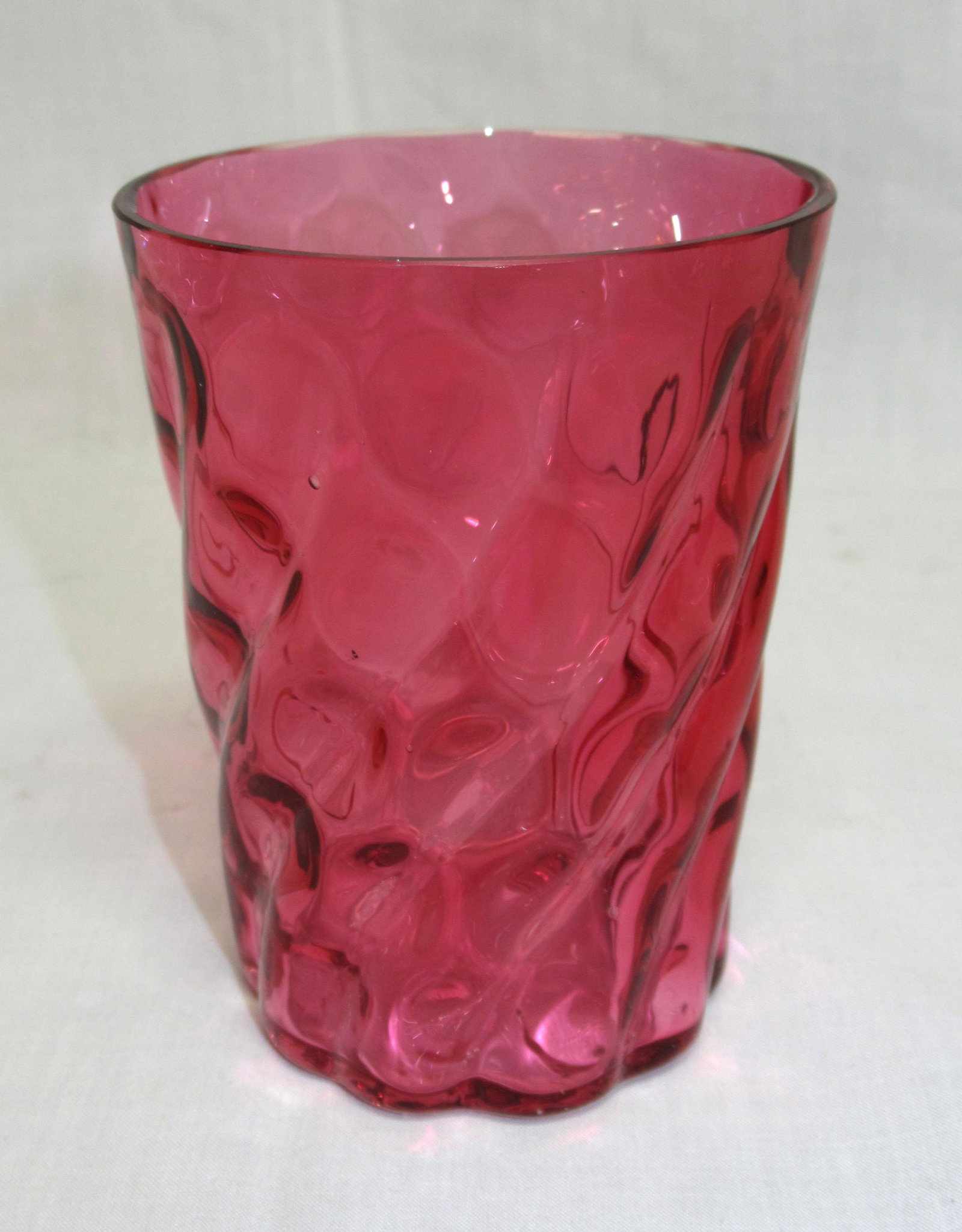 Victorian Cranberry Thumbprint Swirl Tumbler: 3 3/4"T