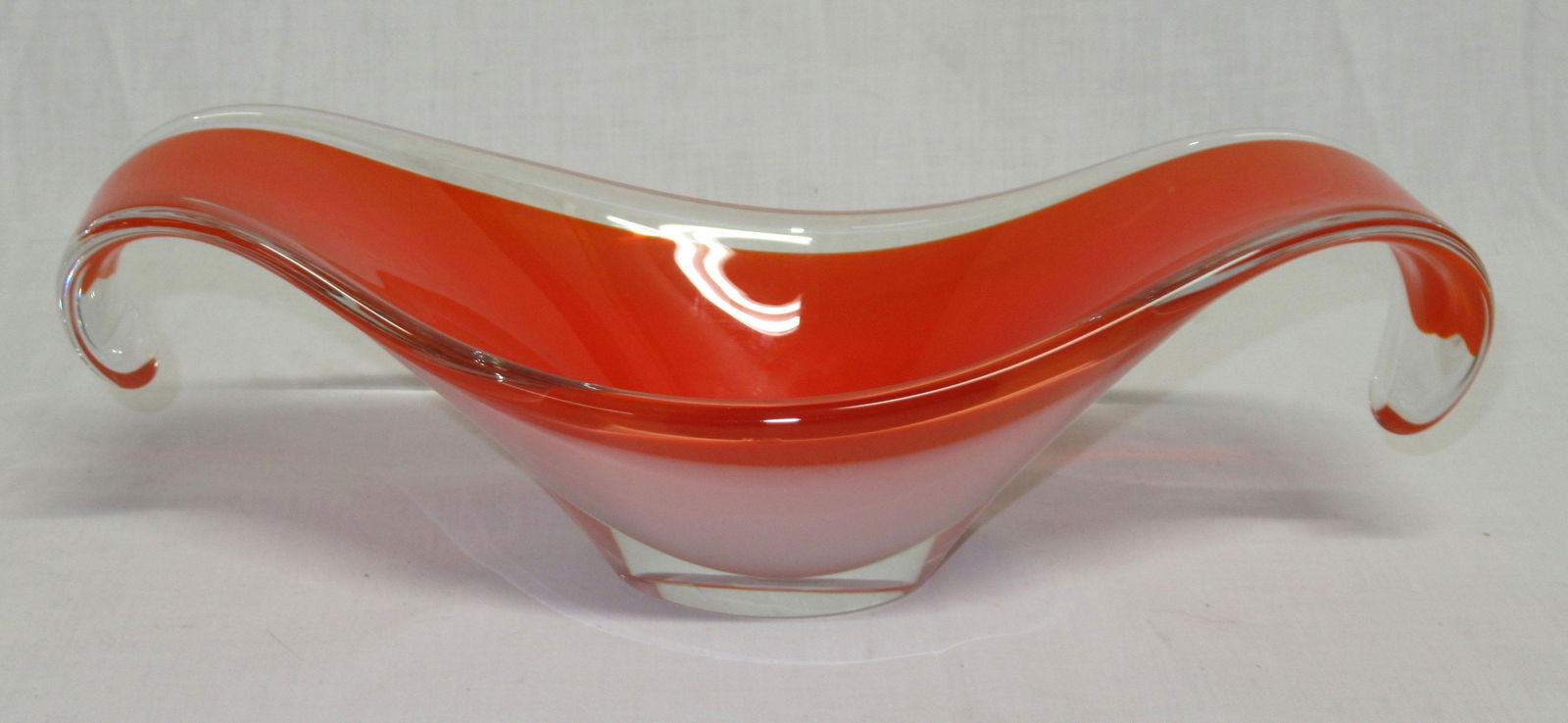 Sgnd Flygsfors Art Glass Bowl: 4"T x 12 1/4" x 5"