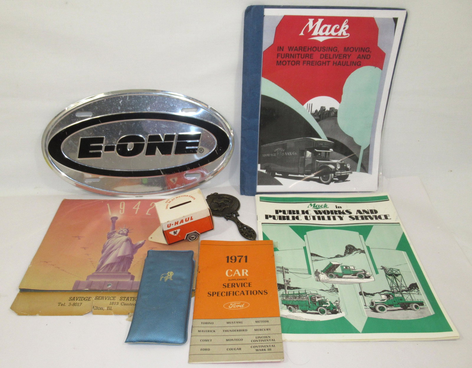 Lot Ephemera, Mack Truck Hand Mirror, 1942 Calendar,: Lot Ephemera, Mack Truck Hand Mirror, 1942 Calendar, Etc