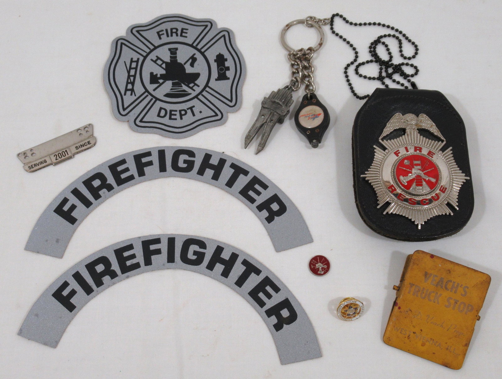 Fire & Rescue Dept. Badge, Decals, & Misc.: 4" x 2 3/4" badge