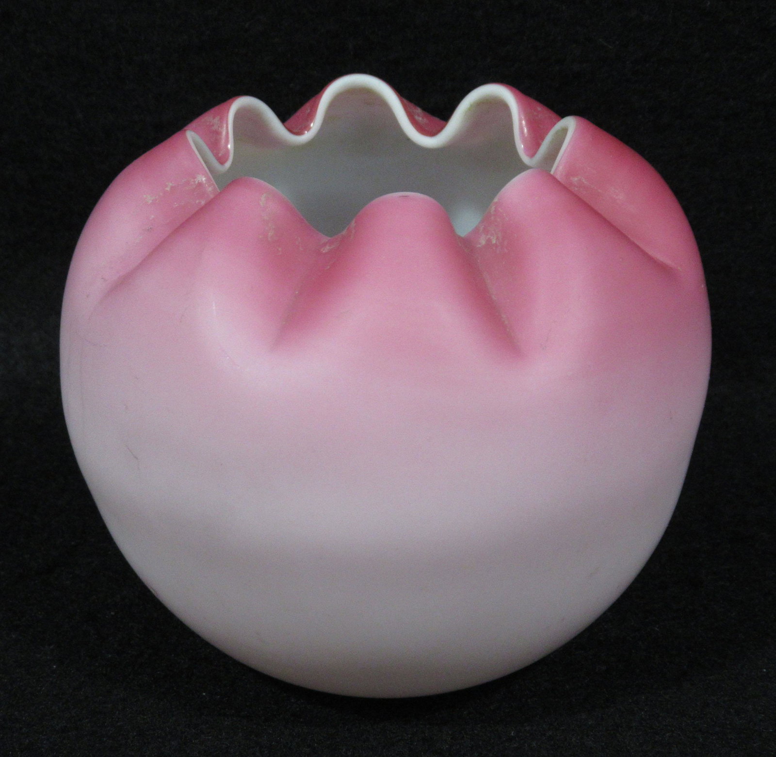 Cased Cranberry Glass Rosebowl: 4 1/4"W x 3 3/4"T
