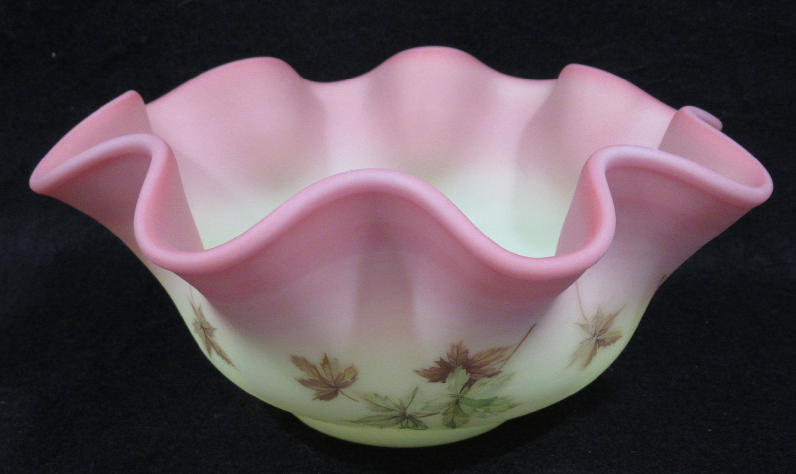 Fenton Burmese H.P. Bowl: 4"T x 8 3/4"W