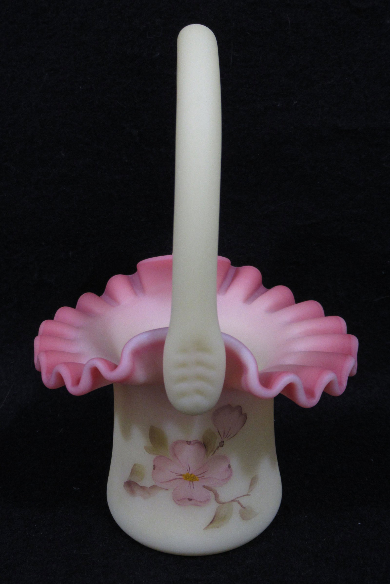 Fenton Burmese H.P. Basket: 6 3/4"T x 4 1/2"W