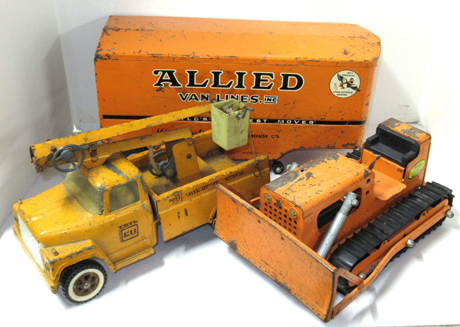 Tonka Trailer & Dozer & Ertl Bucket Truck Toys: 12"L - 16"L