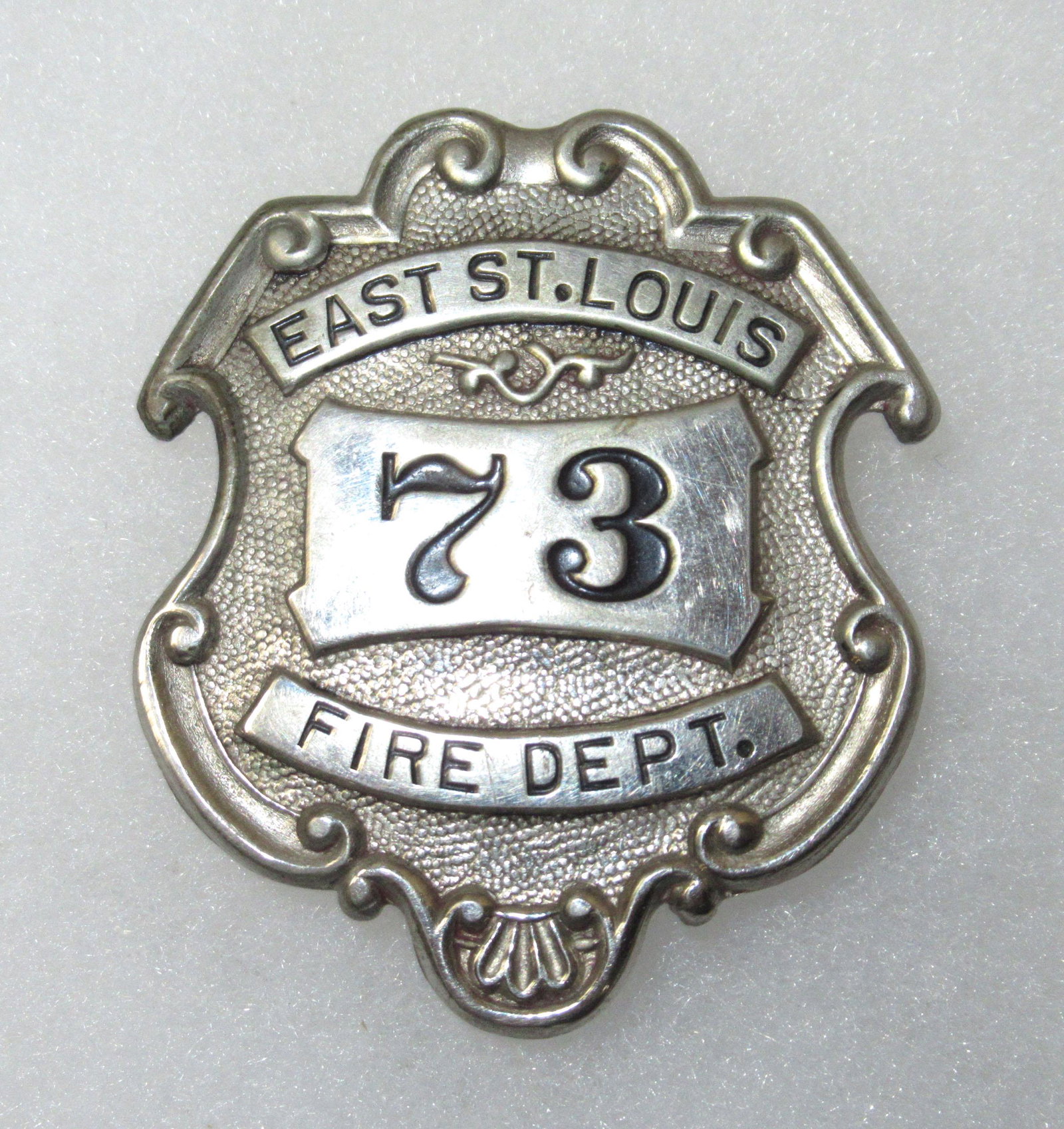 Fire Dept. Badge East St. Louis, IL: 2" x 1 3/4"