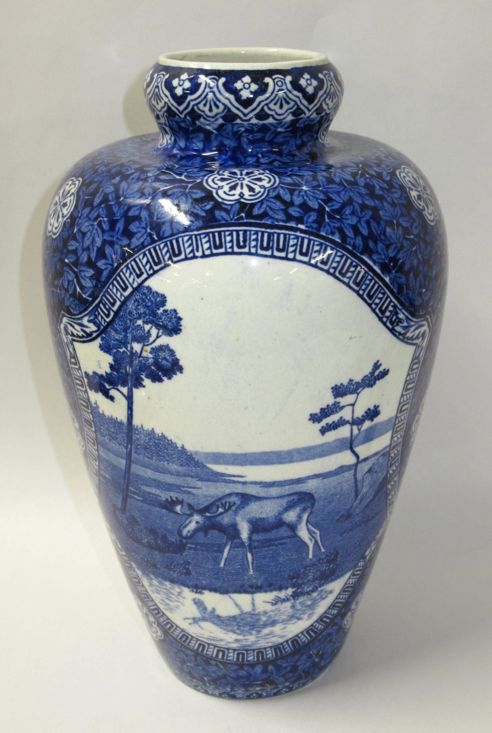 Rorstrand Vase w/ Moose: 9 3/8"T x 5 1/4"W