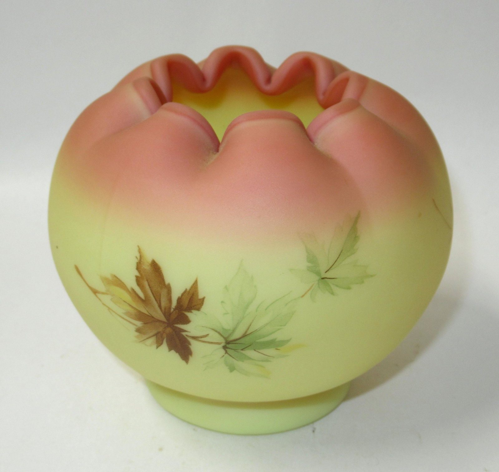 Fenton H.P. Burmese Rose Bowl: 3 3/8"T x 3 7/8"W