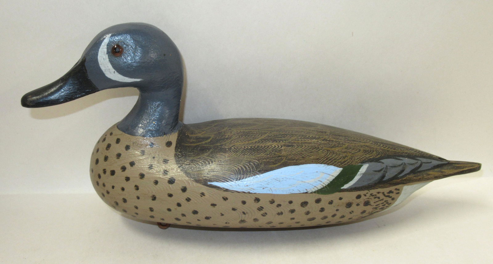 Charles Moore Teal Duck Decoy: With Perdew Weight 12"L