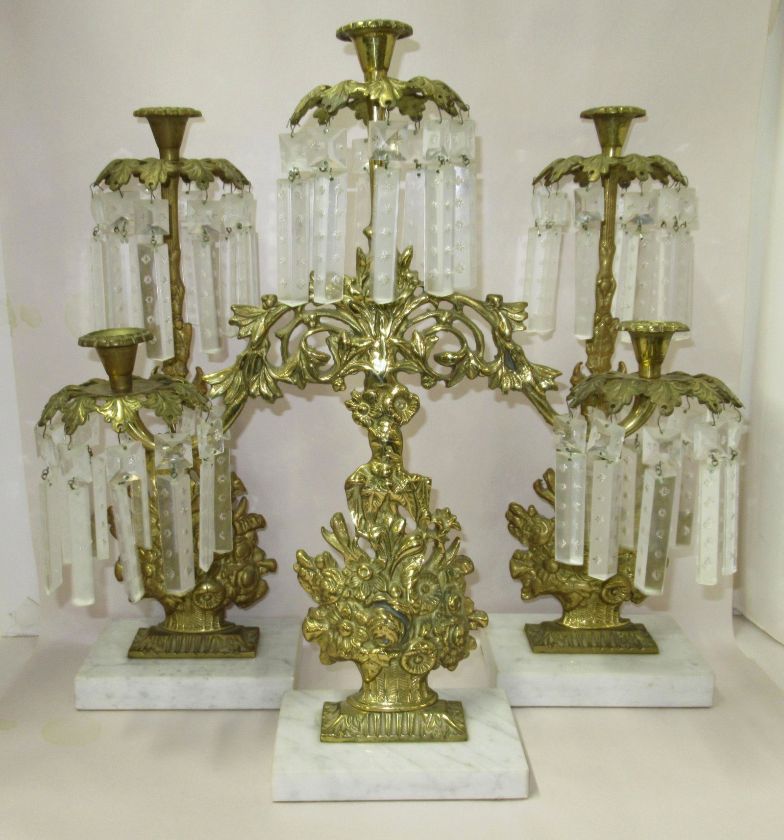 3pc Girandole Set: 17 3/4"T x 16 3/4"W x 4"D & 16"T x 6"W x 4"D
