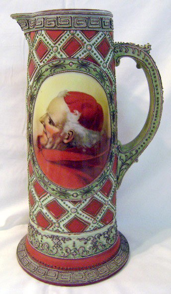 Hand-painted Nippon Portrait Tankard Cardinal: 13 7/8" tall