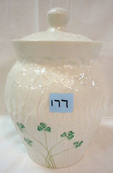 Belleek Cookie Jar: 9 3/4"