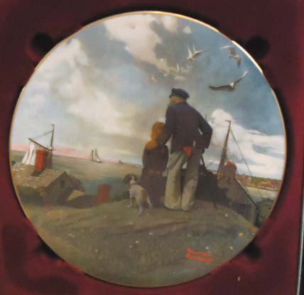 Norman Rockwell Plate,"Looking Out to Sea": 10 3/8"