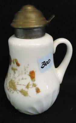 Victorian HP Opal Glass Syrup Pitcher: 6 3/4"