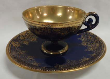 Cobalt Nippon Cup & Saucer w/ Gold Décor
