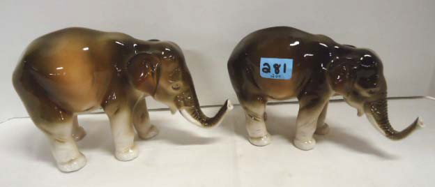 2 Royal Dux Elephants: 4 1/2" & 5" Tall
