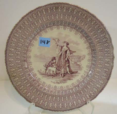 Mulberry Staffordshire Plate, "Lady w/ Falcon" c.1: 10 1/2"