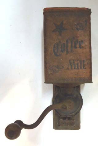 Tin Litho Coffee Grinder, "Coffee Mill": 12 1/4"