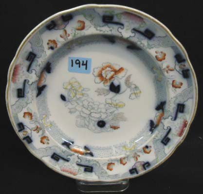 Polychrome Staffordshire Flow Blue Plate by Copela: 9"