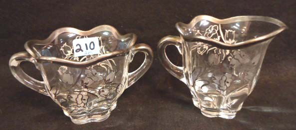 Silver Overlay Cream & Sugar Canterbury Bells: 3 3/4"