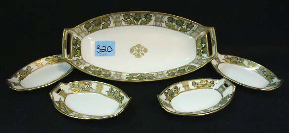 5 Pc. H.P. Nippon Nut Set w/ Gold Beading: 8"