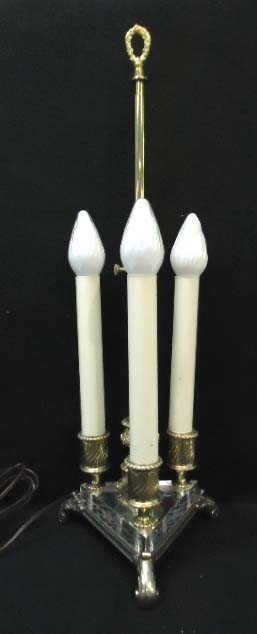 Pairpoint Silver, Brass & Cut Crystal Table Lamp: 25"