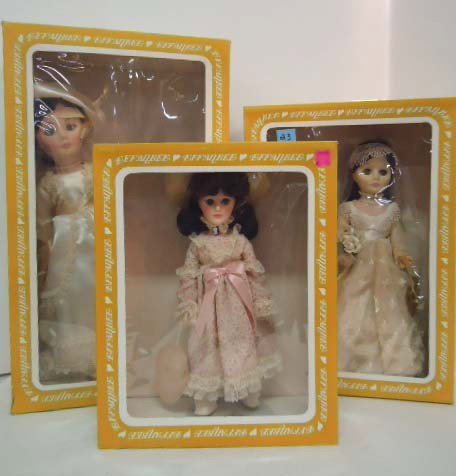 3 Effanbee Dolls: Unmarked Bride 1512, Unmarked Bri: 13" to 17"