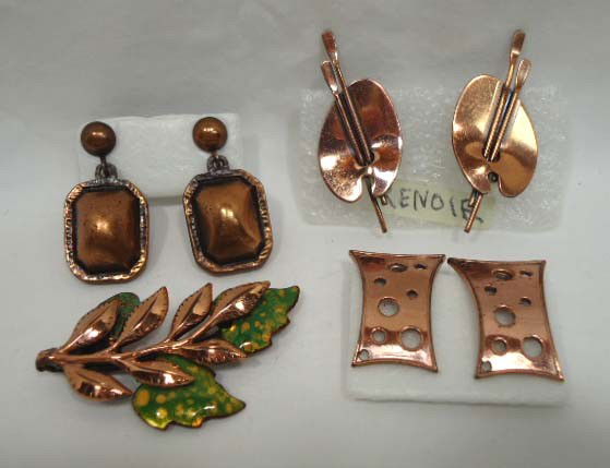 Renoir Matisse Earrings & Brooch Lot: Lot of Renoir Matisse earrings and brooch, all signed.