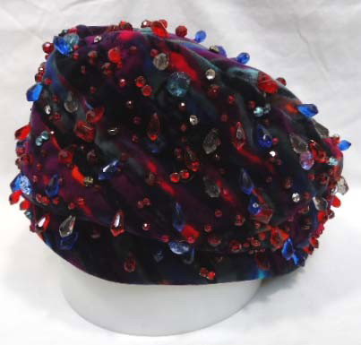 Vintage Christian Dior Jeweled Hat: Old jeweled velvet hat by Christian Dior