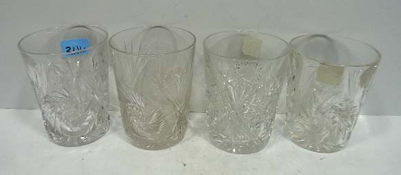 4 American Brilliant Cut Glass Tumblers: 4pc
