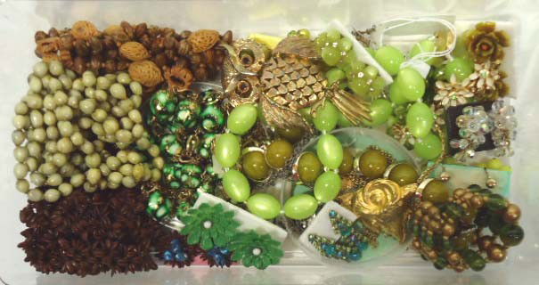 Vintage Eclectic Lot of Jewelry: Huge Lot of Moonstone, Organic, Owls, Lucite, Floral. Fabulous!