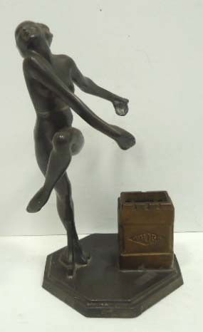 Frankart Waugh Match/Cigarette Holder: Missing Tray, 9 1/2" T