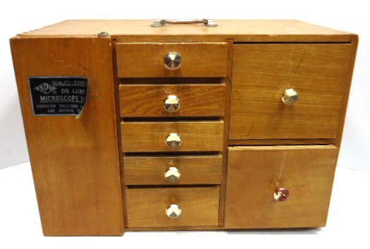 S.P.I. Deluxe Microscope W/ Wood case: 10 1/2" X15"