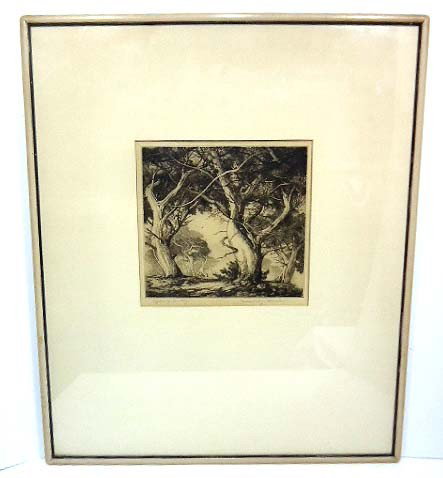 Print "Cypress of Monteray": 21" X 24 1/2"- Sgnd. Mildred Bryant Brooks
