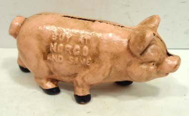Cast Iron Pig Adv. Bank: 6"- Norco Foundry Co. Pittstown, Pa.